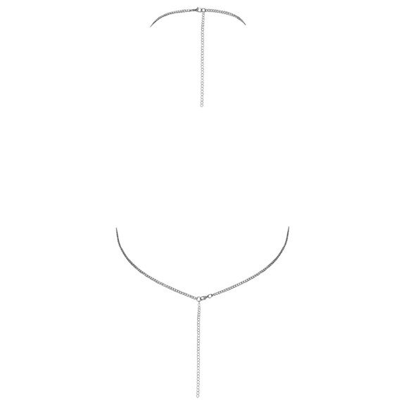 CROP TOP IN METALLO ARGENTO SCOLLO A CASCATA CON CATENA REGOLABILE