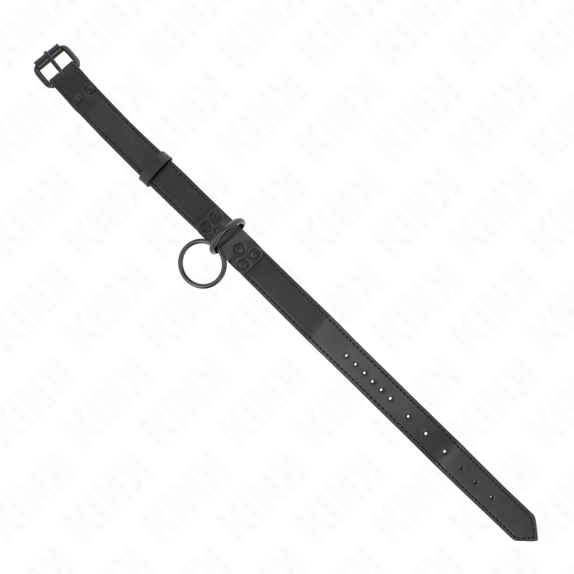 COLLARE REGOLABILE IN SIMILPELLE OPACA NERA CON GUINZAGLIO DA 65 CM