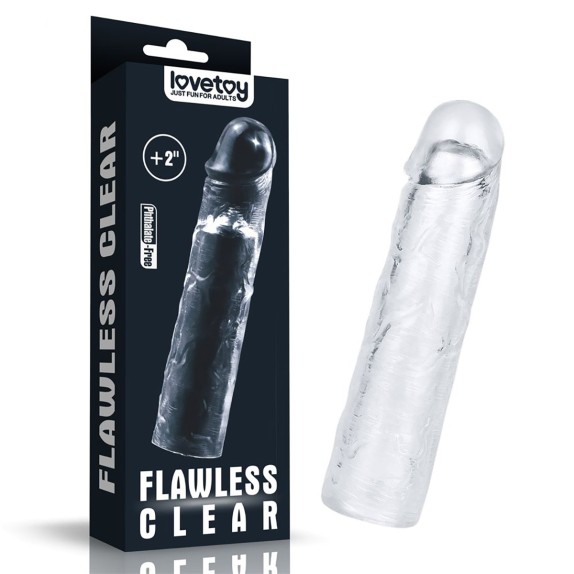 GUAINA E PROLUNGA TRASPARENTE PER IL PENE 19 CM FLAWLESS 2