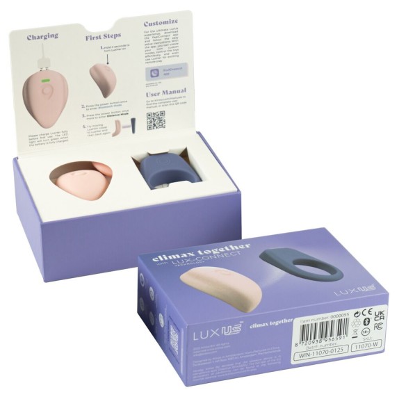 SET DI COPPIA STIMOLATORE DI CLITORIDE E ANELLO CON APP LUXUS