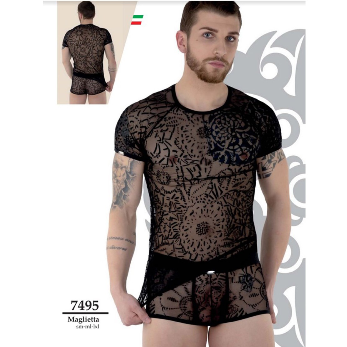 MAGLIETTA SEXY PER UOMO IN TULLE E VELLUTO...