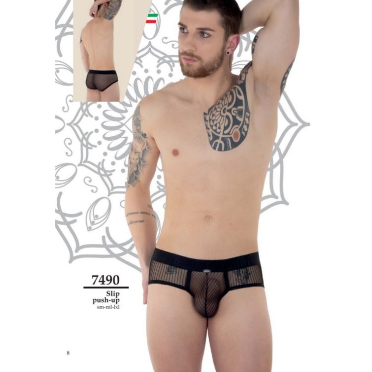 SLIP SEXY PER UOMO TRASPARENTI CON RIGHE VERTICALI ED...