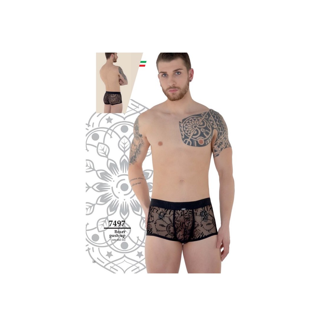 BOXER SEXY PER UOMO TRASPARENTE PUSH-UP CON...