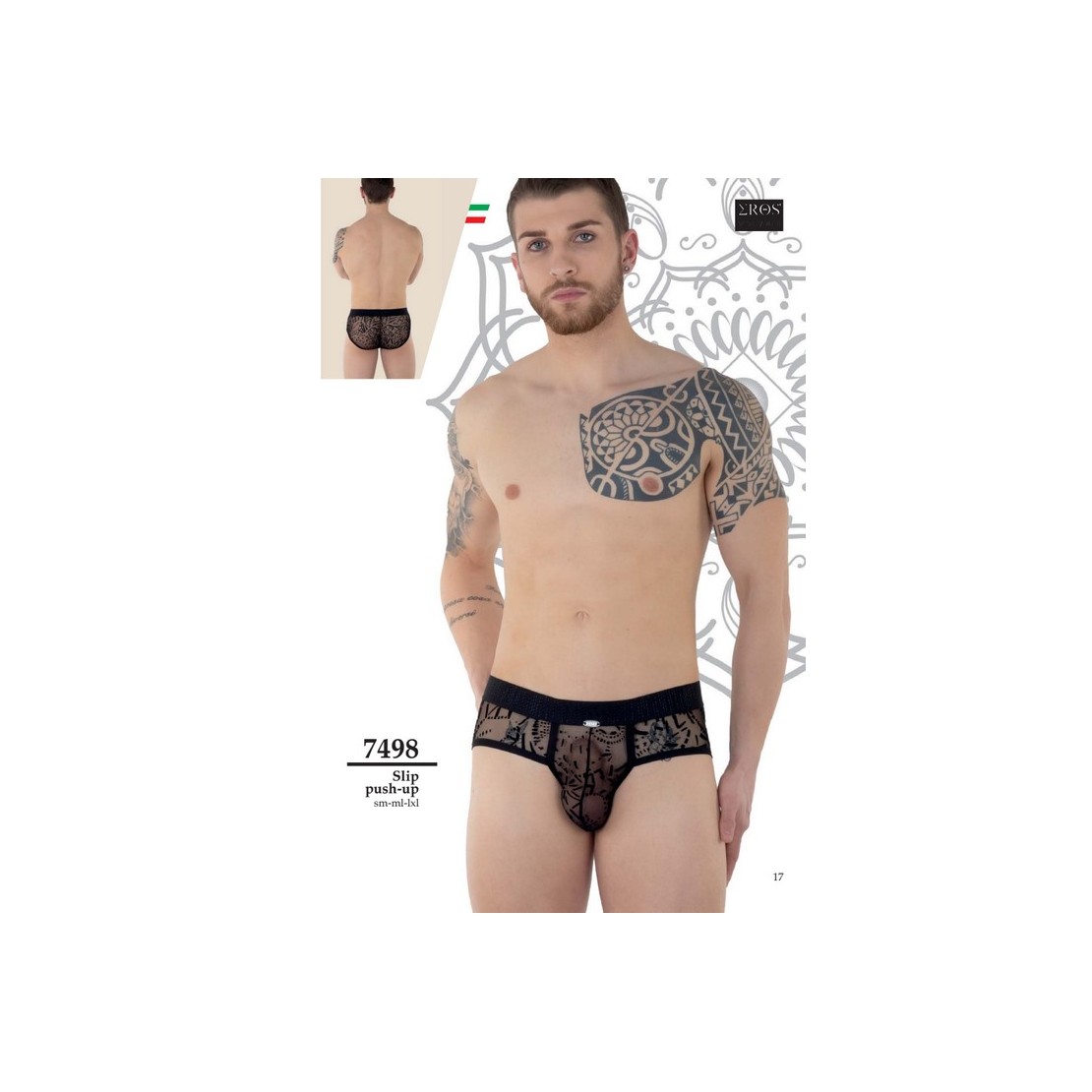 SLIP PUSH-UP SEXY PER UOMO TRASPARENTE TRAMA...