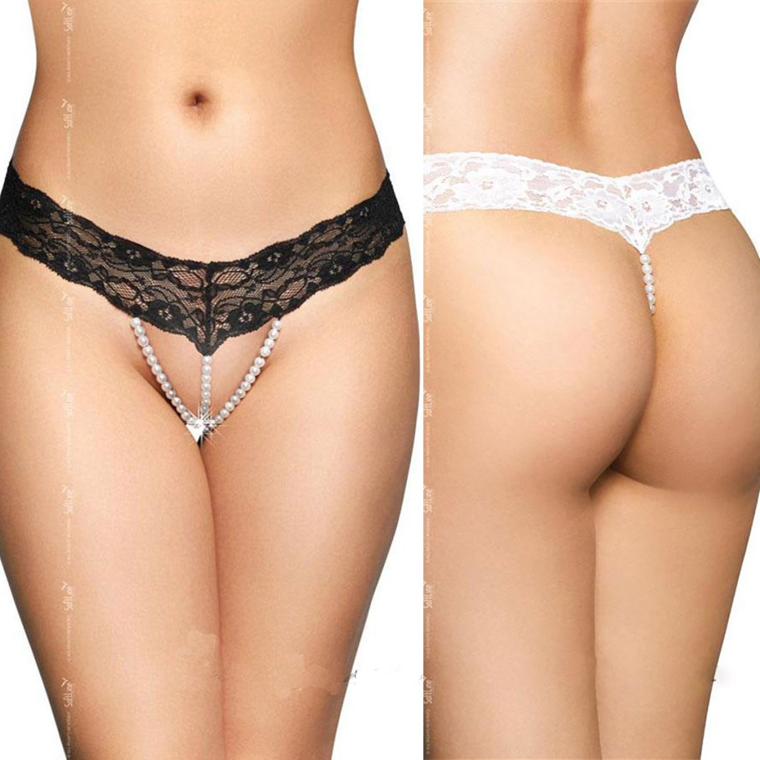 PERIZOMA SEXY PER DONNA CON FILI DI PERLE BIANCHE