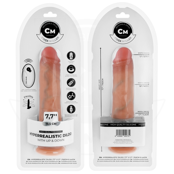 DILDO IPER REALISTICO 19,5 CM CON MOVIMENTO A SPINTA, VIBRAZIONE E TELECOMANDO