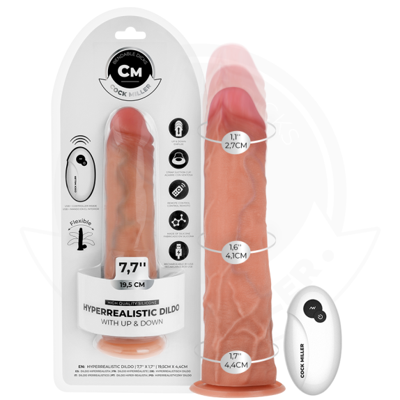 DILDO IPER REALISTICO 19,5 CM CON MOVIMENTO A SPINTA, VIBRAZIONE E TELECOMANDO