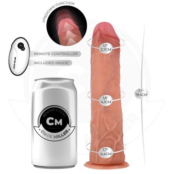 DILDO IPER REALISTICO 19,5 CM CON MOVIMENTO A SPINTA, VIBRAZIONE E TELECOMANDO