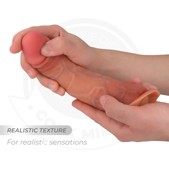 DILDO IPER REALISTICO 19,5 CM CON MOVIMENTO A SPINTA, VIBRAZIONE E TELECOMANDO