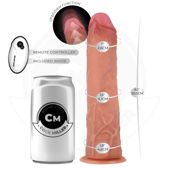 DILDO IPER REALISTICO 20,5 CM CON MOVIMENTO A SPINTA, VIBRAZIONE E TELECOMANDO