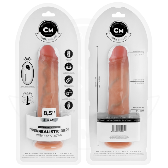 DILDO IPER REALISTICO 21,5 CM CON MOVIMENTO A SPINTA, VIBRAZIONE E TELECOMANDO