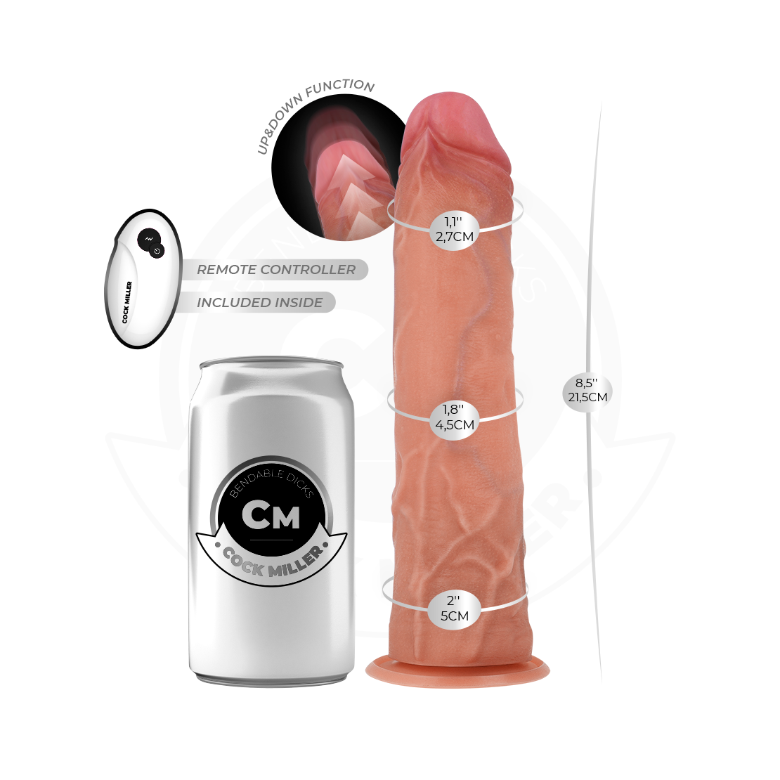 DILDO IPER REALISTICO 21,5 CM CON MOVIMENTO A...