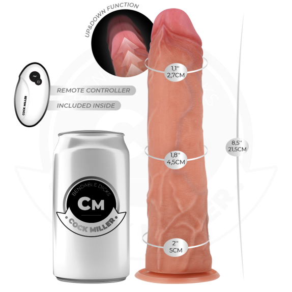 DILDO IPER REALISTICO 21,5 CM CON MOVIMENTO A SPINTA, VIBRAZIONE E TELECOMANDO