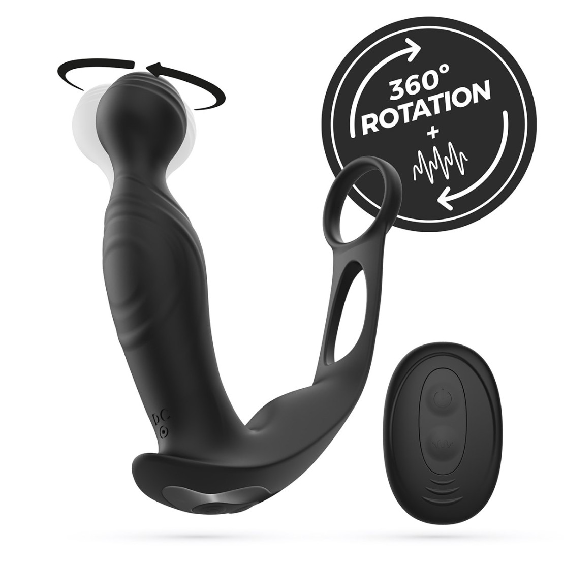 VIBRATORE PROSTATICO ROTANTE CON DOPPIO ANELLO...