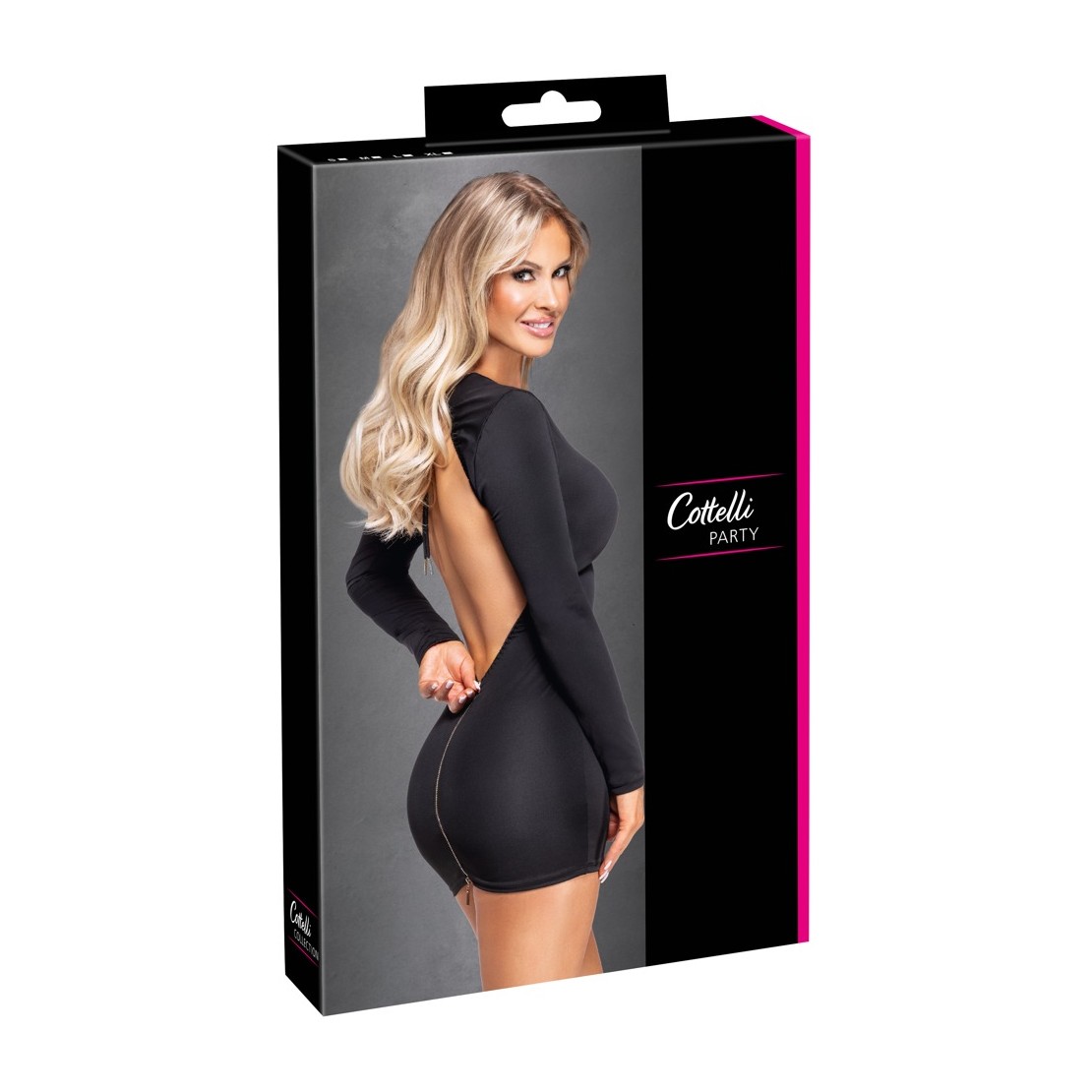 MINI ABITO NERO PER DONNA CON MANICA LUNGA E...