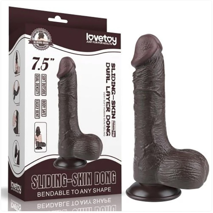 DILDO MARRONE REALISTICO A DOPPIA DENSITA' CON PELLE...