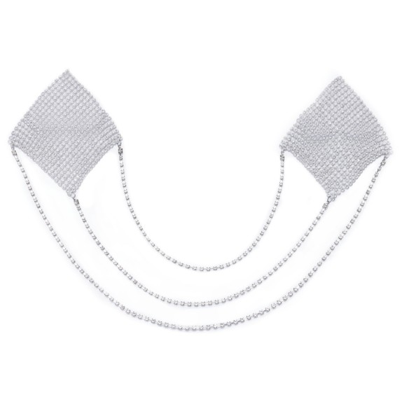 COPRICAPEZZOLI GIOIELLO COLOR ARGENTO DIAMANTATI CON CATENINE PENDENTI