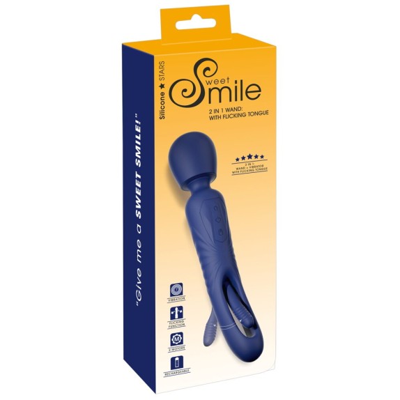 2IN1 WAND VIBRANTE PER CLITORIDE CON LINGUA PER PUNTO G SWEET SMILE