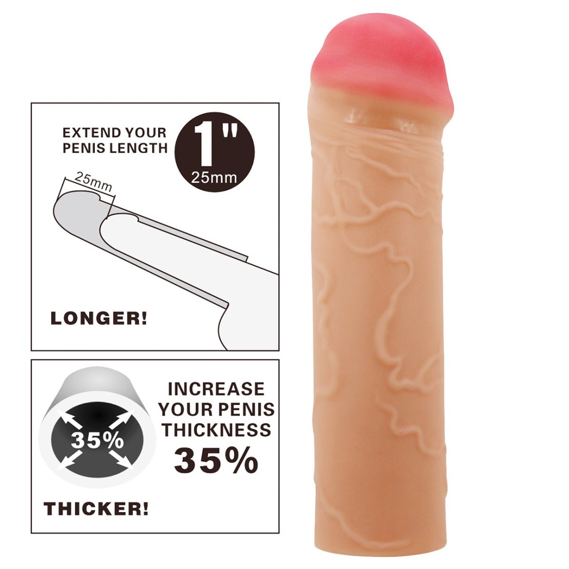 GUAINA E PROLUNGA PER IL PENE 16,5 CM CON...