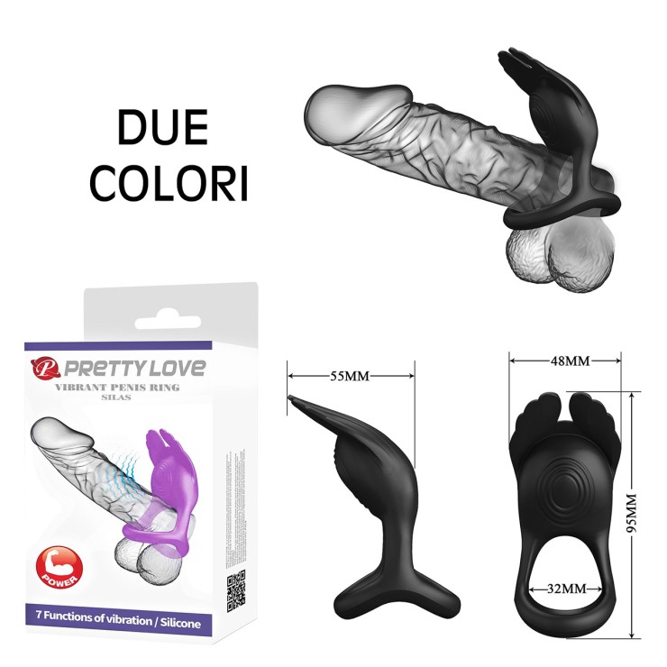 ANELLO PER PENE VIBRANTE DOPPIO RICARICABILE SILAS