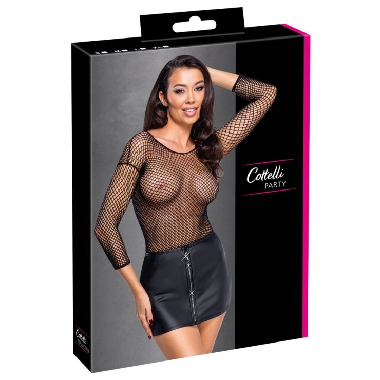 MINIGONNA SEXY NERA OPACA PER DONNA CON ZIP DI STRASS...