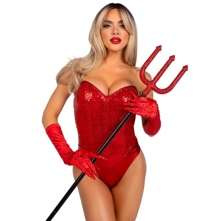 TRIDENTE ROSSO CON STRASS ACCESSORIO SEXY DIAVOLETTA LEG...
