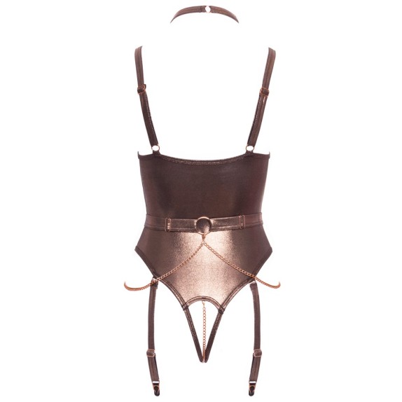 GUEPIERE APERTA SEXY COLOR ORO BRONZO CON CATENELLE E REGGICALZE REMOBIVILI