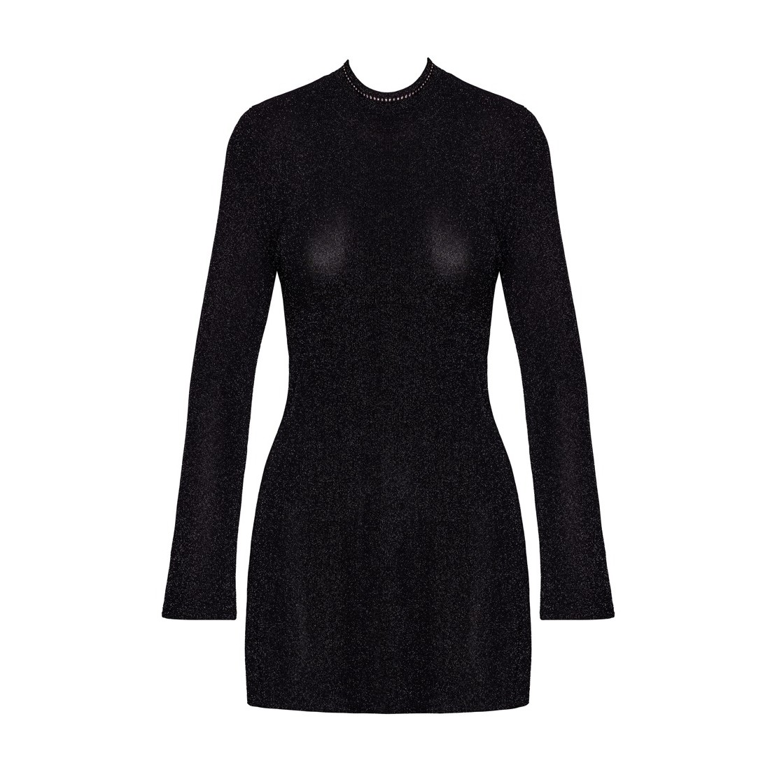 MINI ABITO IN LUREX TRASPARENTE CON STRASS SUL...