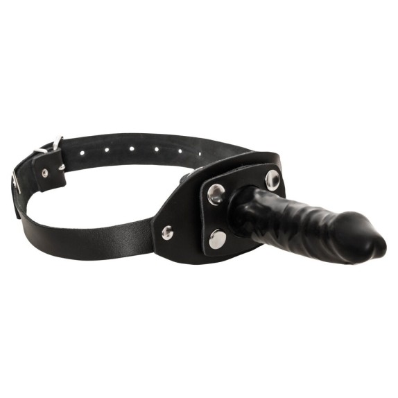 GAG MORSO COSTRITTIVO CON DILDO DOPPIO IN PELLE E LATTICE ZADO
