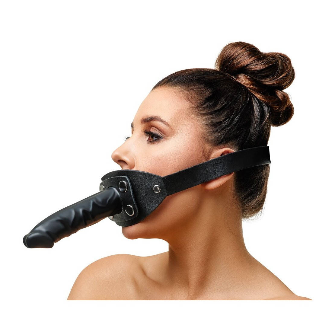 GAG MORSO COSTRITTIVO CON DILDO DOPPIO IN PELLE...