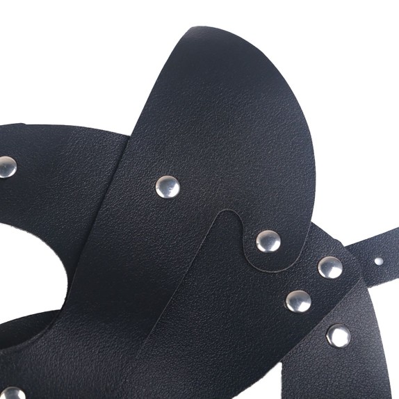 MASCHERA DA GATTA NERA IN ECOPELLE MORBIDA REGOLABILE