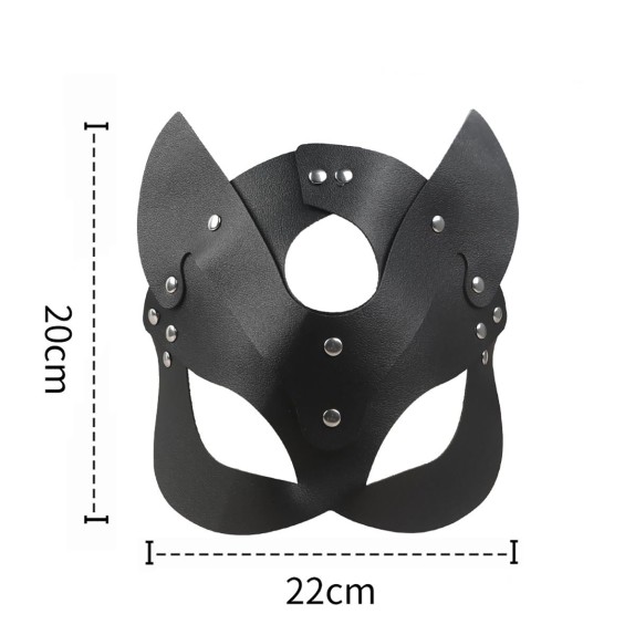MASCHERA DA GATTA NERA IN ECOPELLE MORBIDA REGOLABILE