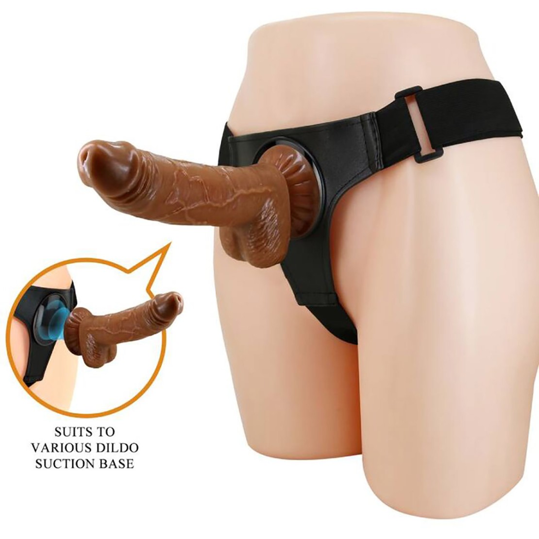 MUTANDINA STRAP-ON BASE A VENTOSA + FALLO 18 CM...