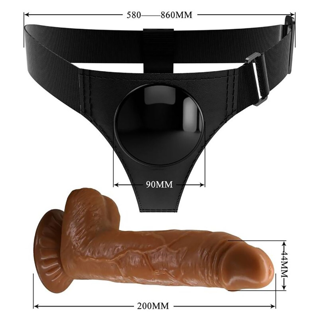 MUTANDINA STRAP-ON BASE A VENTOSA + FALLO 18 CM...