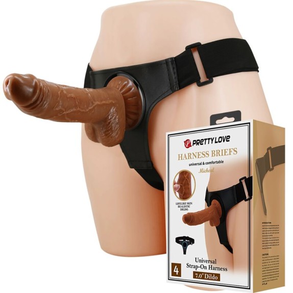 MUTANDINA STRAP-ON BASE A VENTOSA + FALLO 18 CM MICHEAL