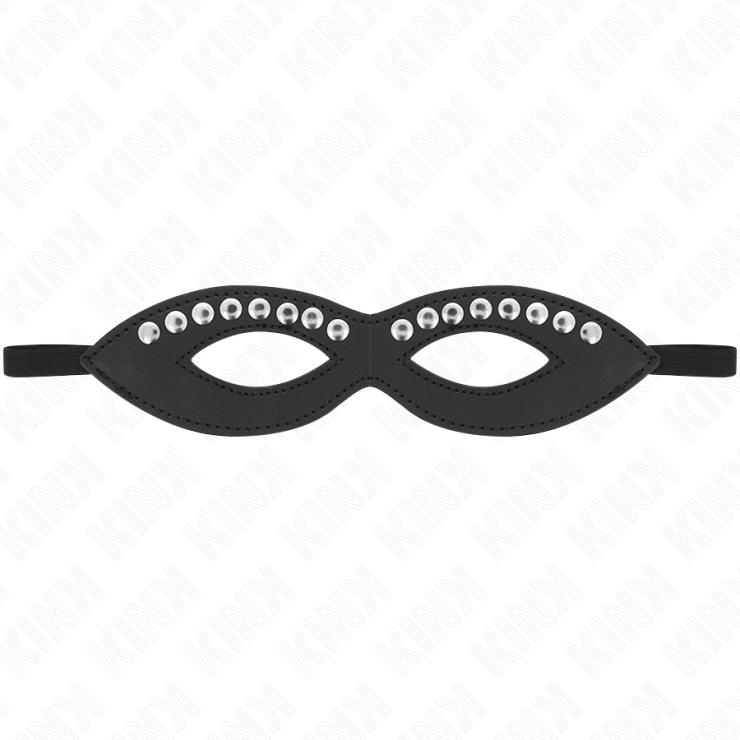 MASCHERA SEXY IN ECOPELLE CON BORCHIE ARGENTATE E ELASTICO