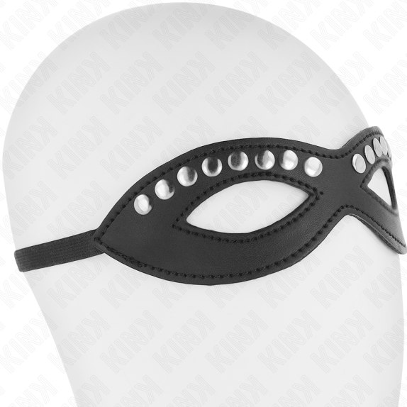 MASCHERA SEXY IN ECOPELLE CON BORCHIE ARGENTATE E ELASTICO