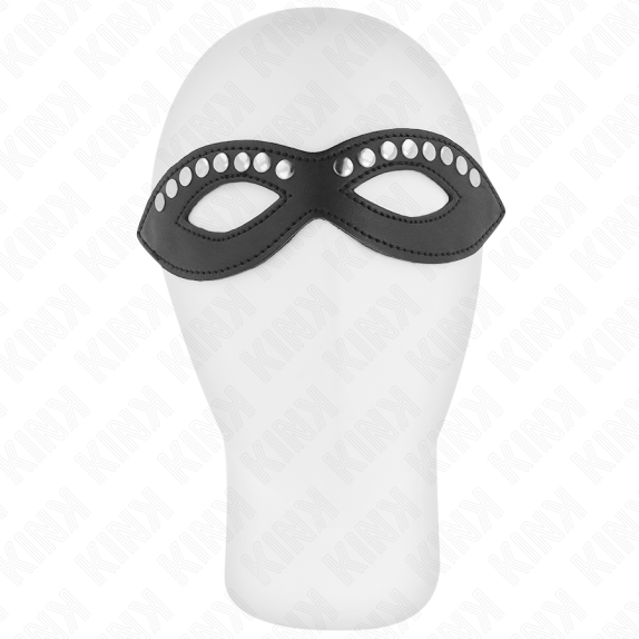 MASCHERA SEXY IN ECOPELLE CON BORCHIE ARGENTATE E ELASTICO