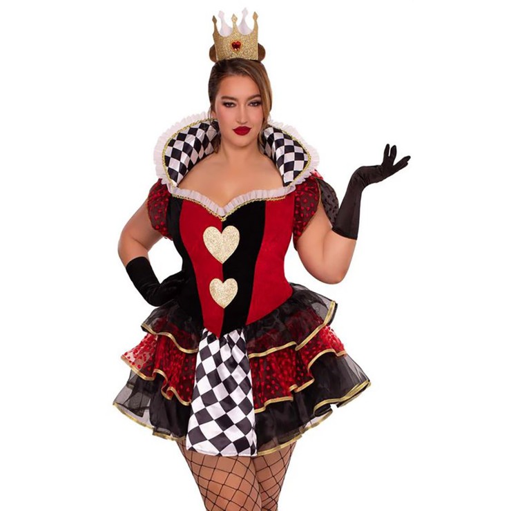 COSTUME 2 PZ TRAVESTIMENTO SEXY REGINA DI CUORI TAGLIA...