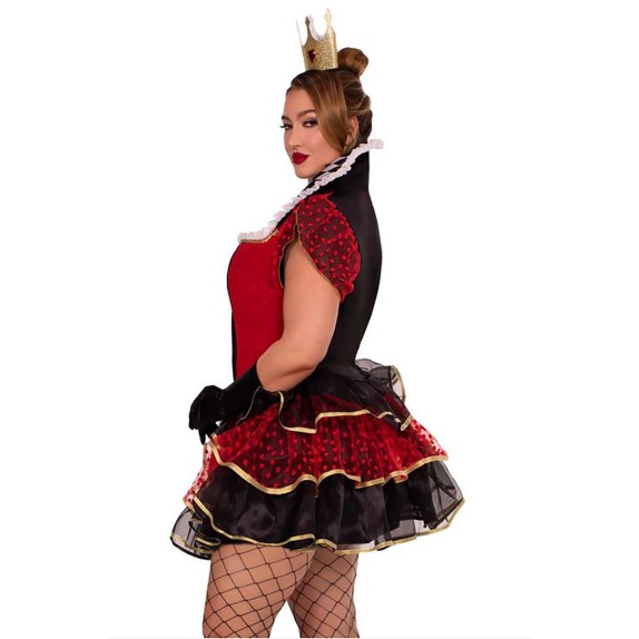 COSTUME 2 PZ TRAVESTIMENTO SEXY REGINA DI CUORI TAGLIA GRANDE