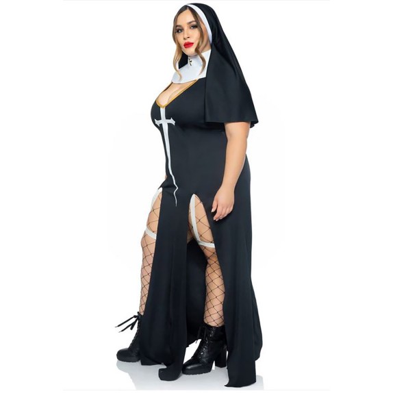 TRAVESTIMENTO 3 PZ ABITO LUNGO DA SEXY SUORA CURVY