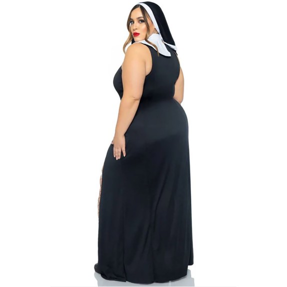 TRAVESTIMENTO 3 PZ ABITO LUNGO DA SEXY SUORA CURVY