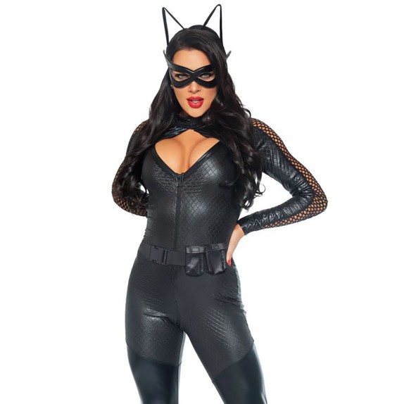 COSTUME GATTA SEXY 4 PZ CON TUTA INTERA E ACCESSORI LEG AVENUE