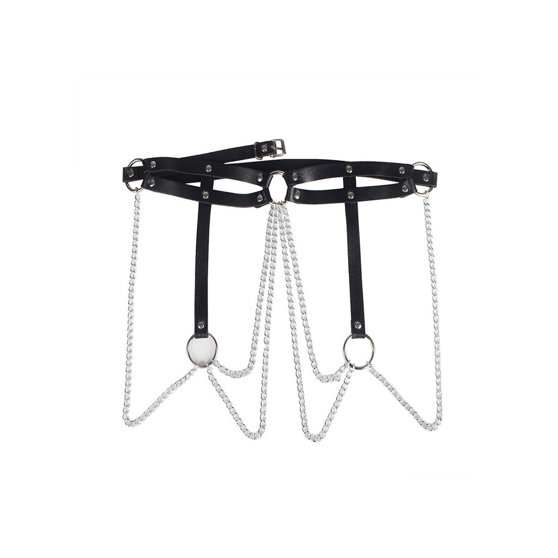 CINTURA HARNESS SEXY CON CATENE ARGENTATE...