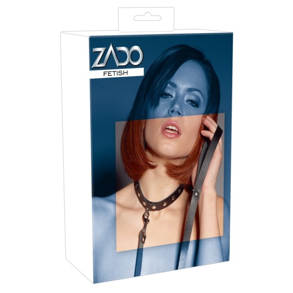 COLLARE REGOLABILE CON GUINZAGLIO SEXY IN VERA PELLE CON BORCHIETTE ZADO-OF