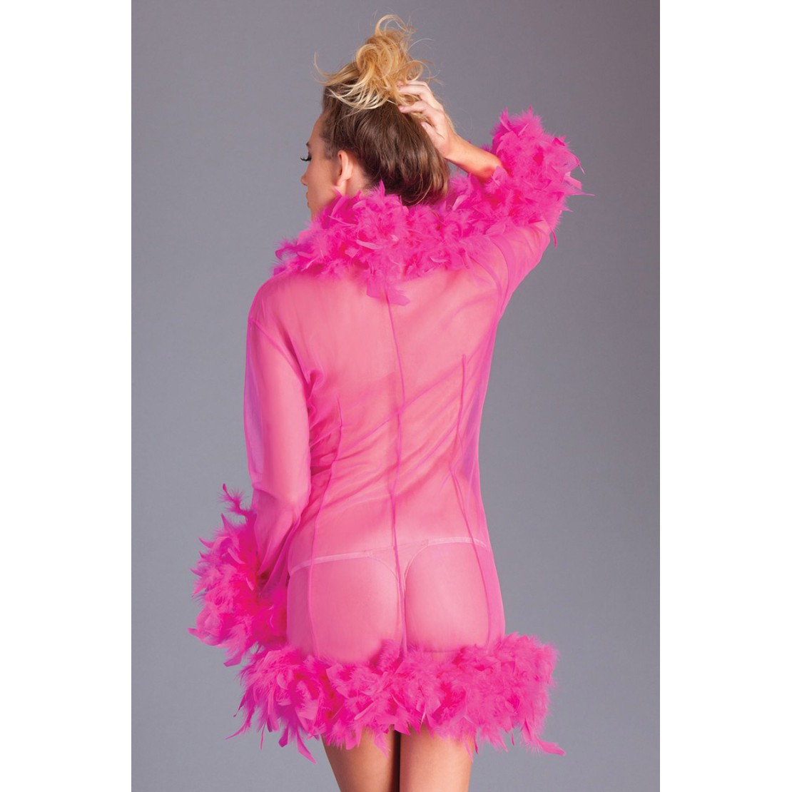 VESTAGLIA DI LUSSO IN CHIFFON CON BOA DI PIUME...