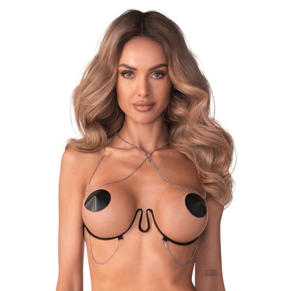 REGGISENO HARNESS CON FERRETTO E CATENE GIOIELLO LUSTIQUE BLACK