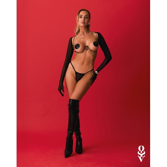 REGGISENO HARNESS CON FERRETTO E CATENE GIOIELLO LUSTIQUE BLACK