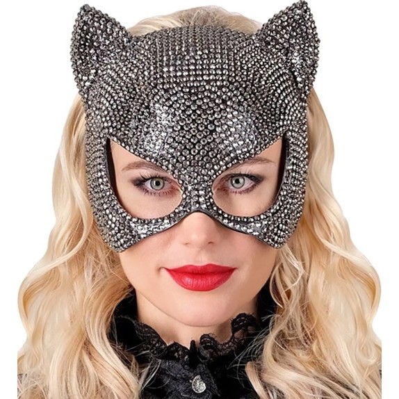MASCHERA DA GATTO SEXY RIGIDA CON STRASS