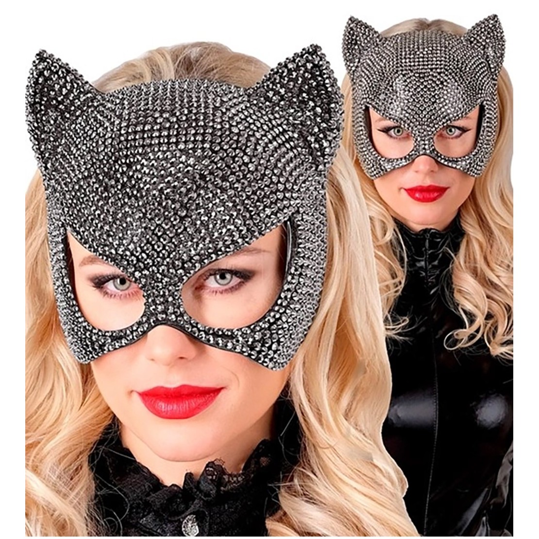 MASCHERA DA GATTO SEXY RIGIDA CON STRASS